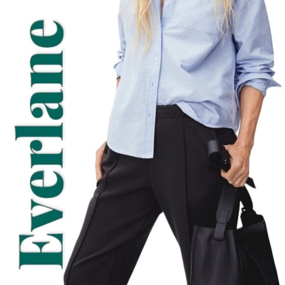 EVERLANE The Dream Pant Stretchy Straight Leg Front Seam Pockets Pull On Black, - Picture 10 of 12